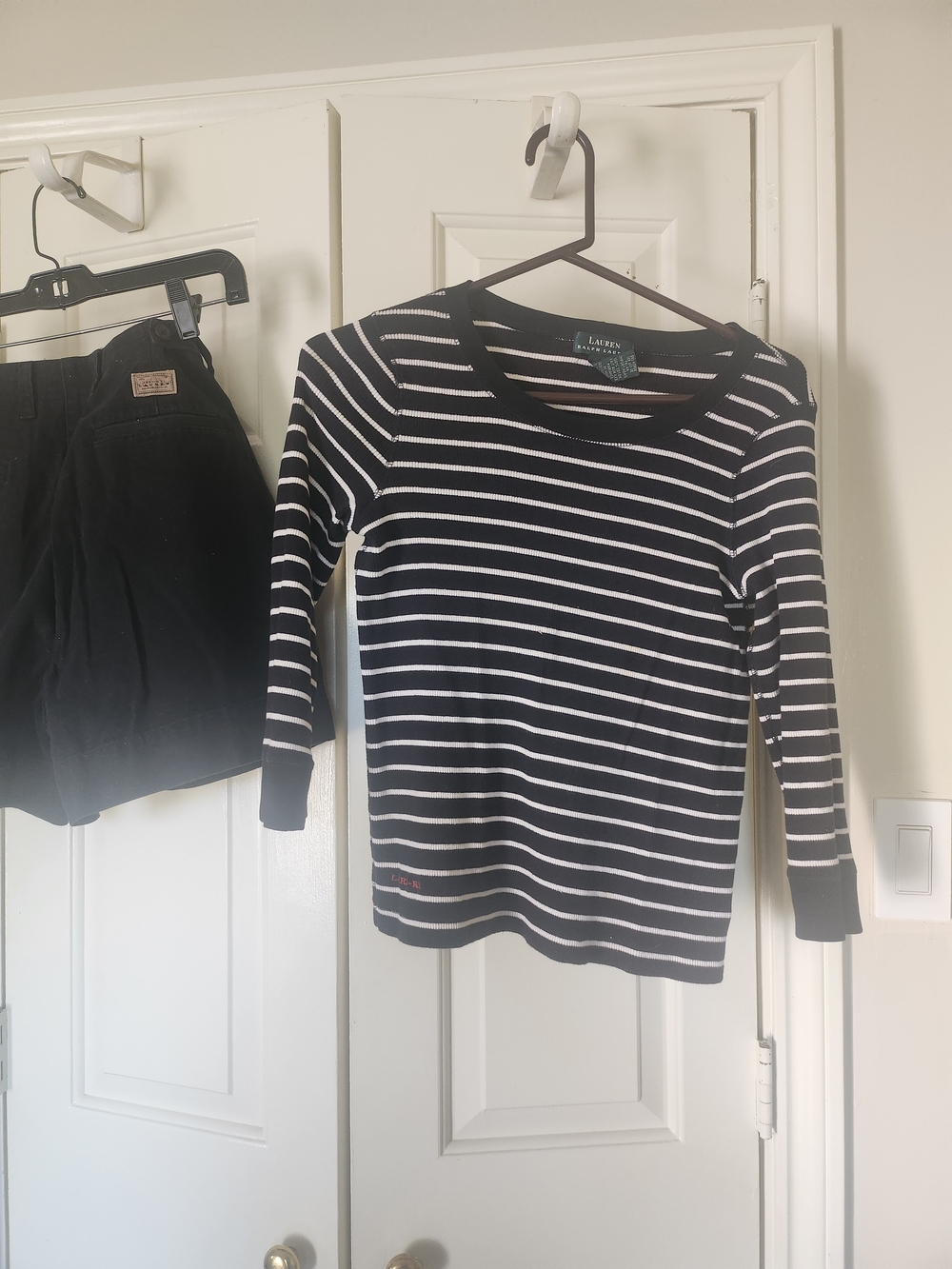 Lauren Ralph Lauren Black & White Striped Long Sleeve Top